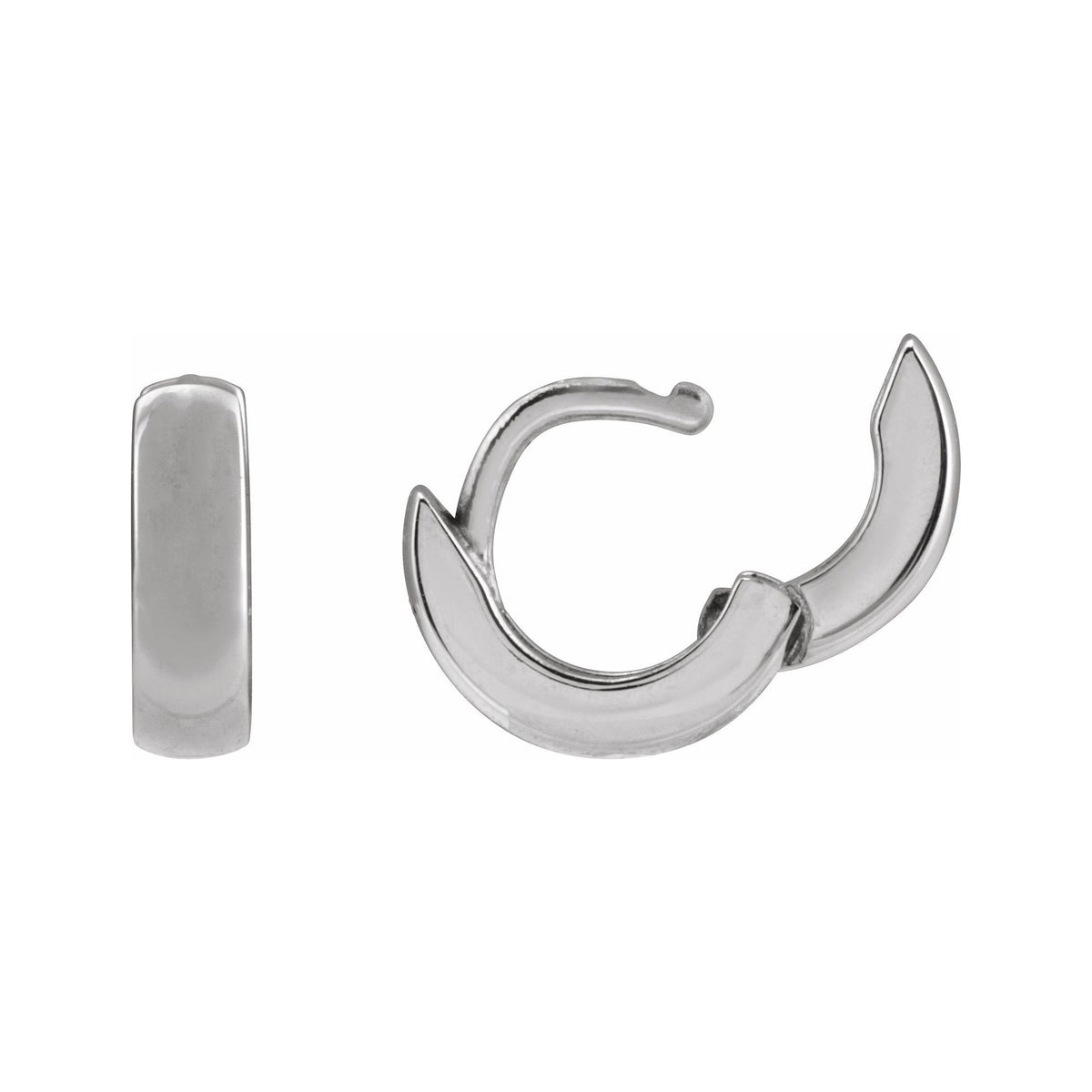 Sapphire Row Gold Hinged Hoop Earrings - 10K White Gold, 8 mm (view 3)