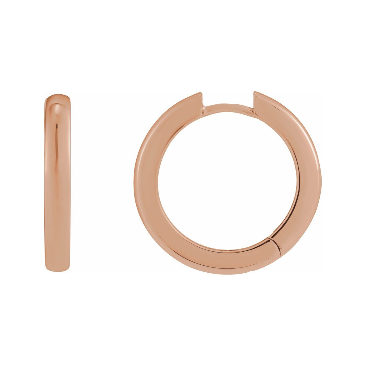 Sapphire Row Gold Hinged Hoop Earrings - 14K Rose Gold, 20 mm