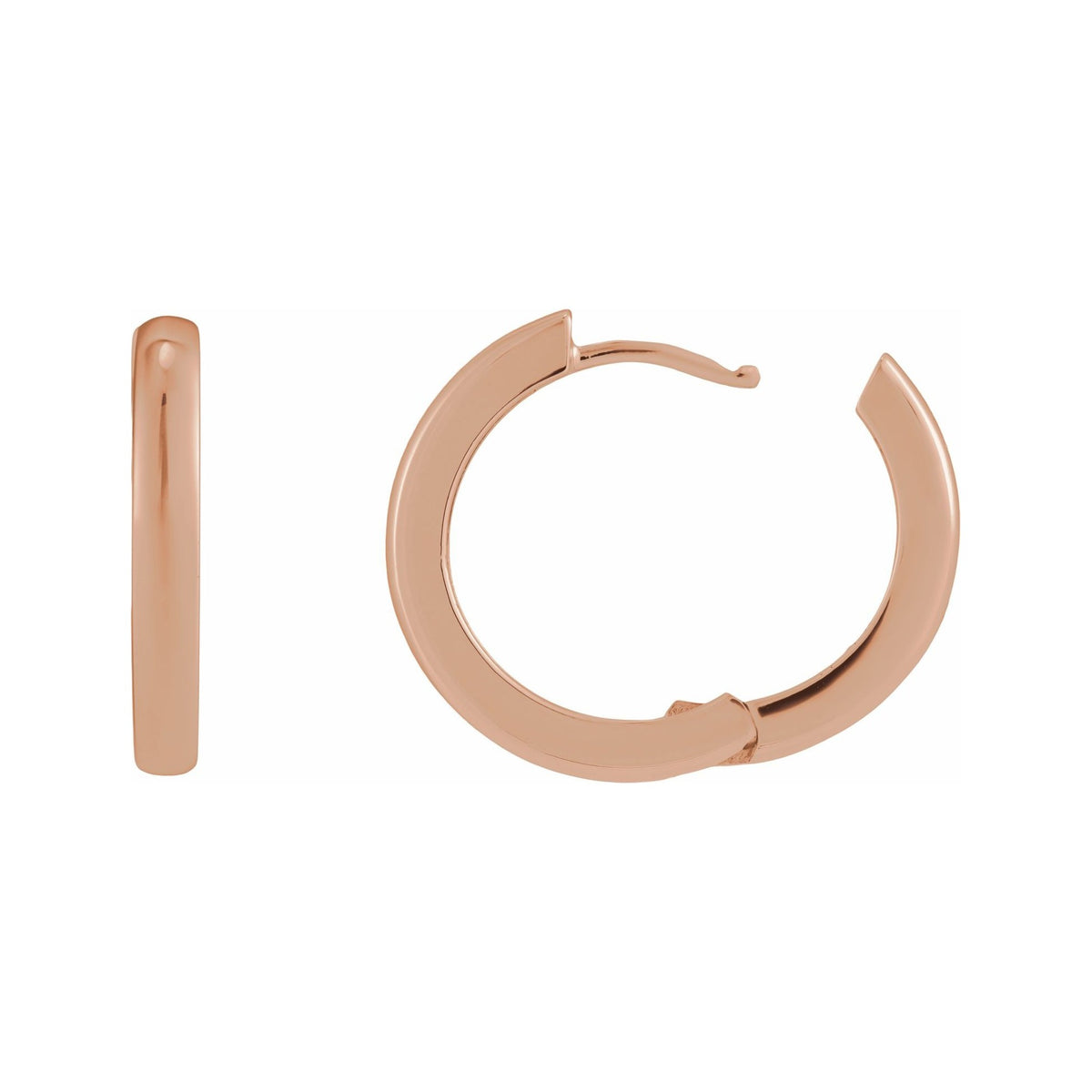Sapphire Row Gold Hinged Hoop Earrings - 14K Rose Gold, 20 mm (view 3)