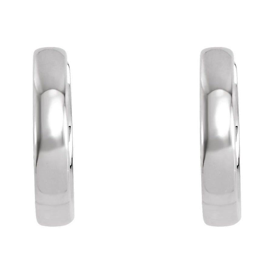Sapphire Row Gold Hinged Hoop Earrings - 10K White Gold, 14 mm (view 2)
