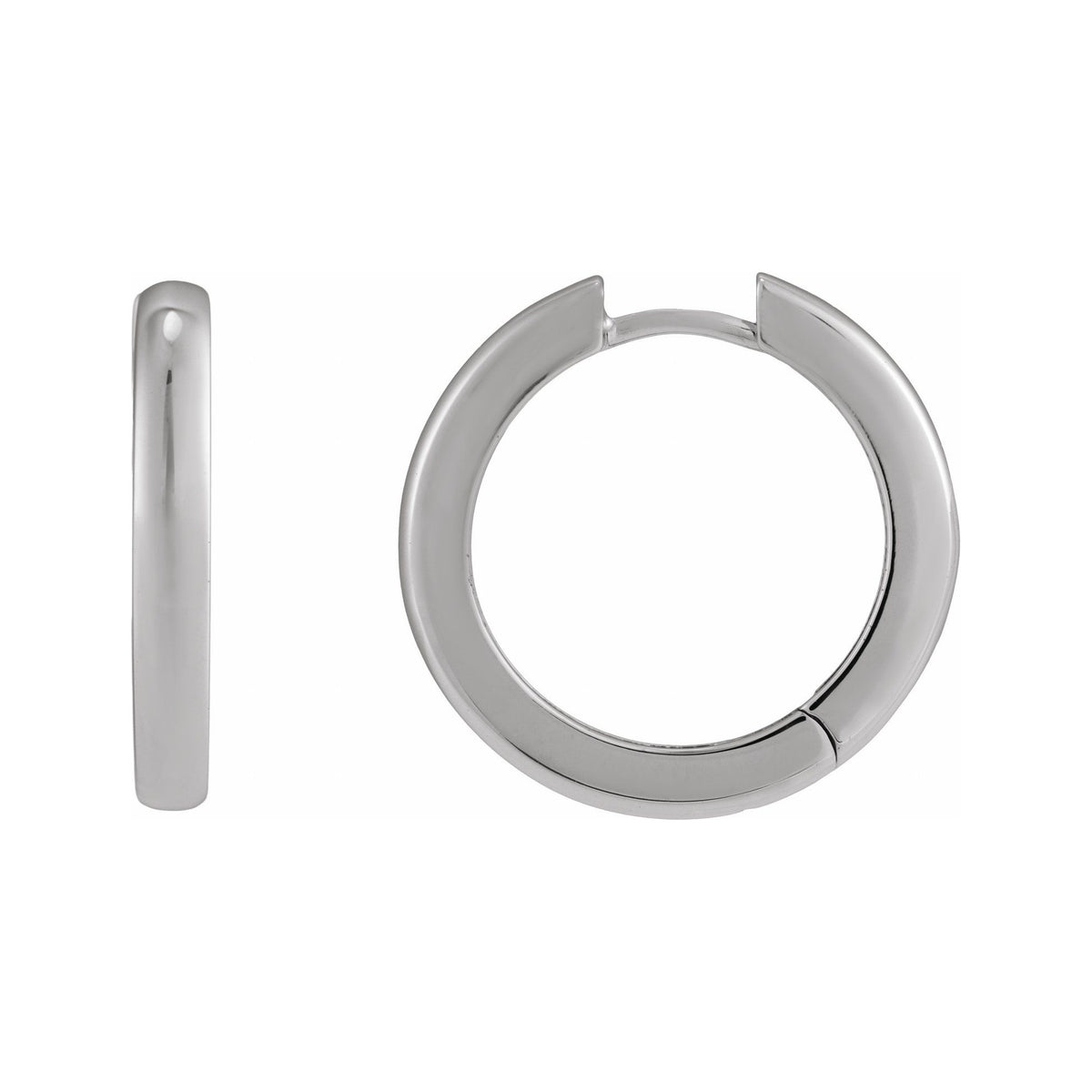 Sapphire Row Gold Hinged Hoop Earrings - 10K White Gold, 20 mm