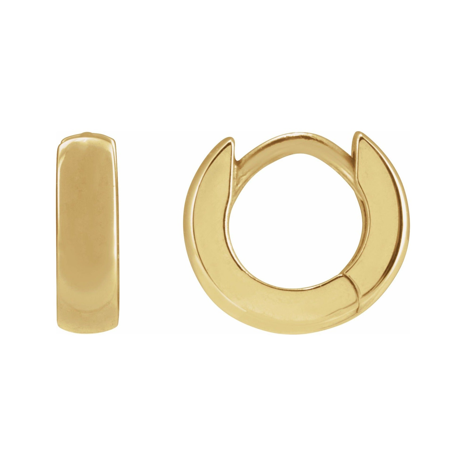 Sapphire Row Gold Hinged Hoop Earrings - 10K Yellow Gold, 8 mm