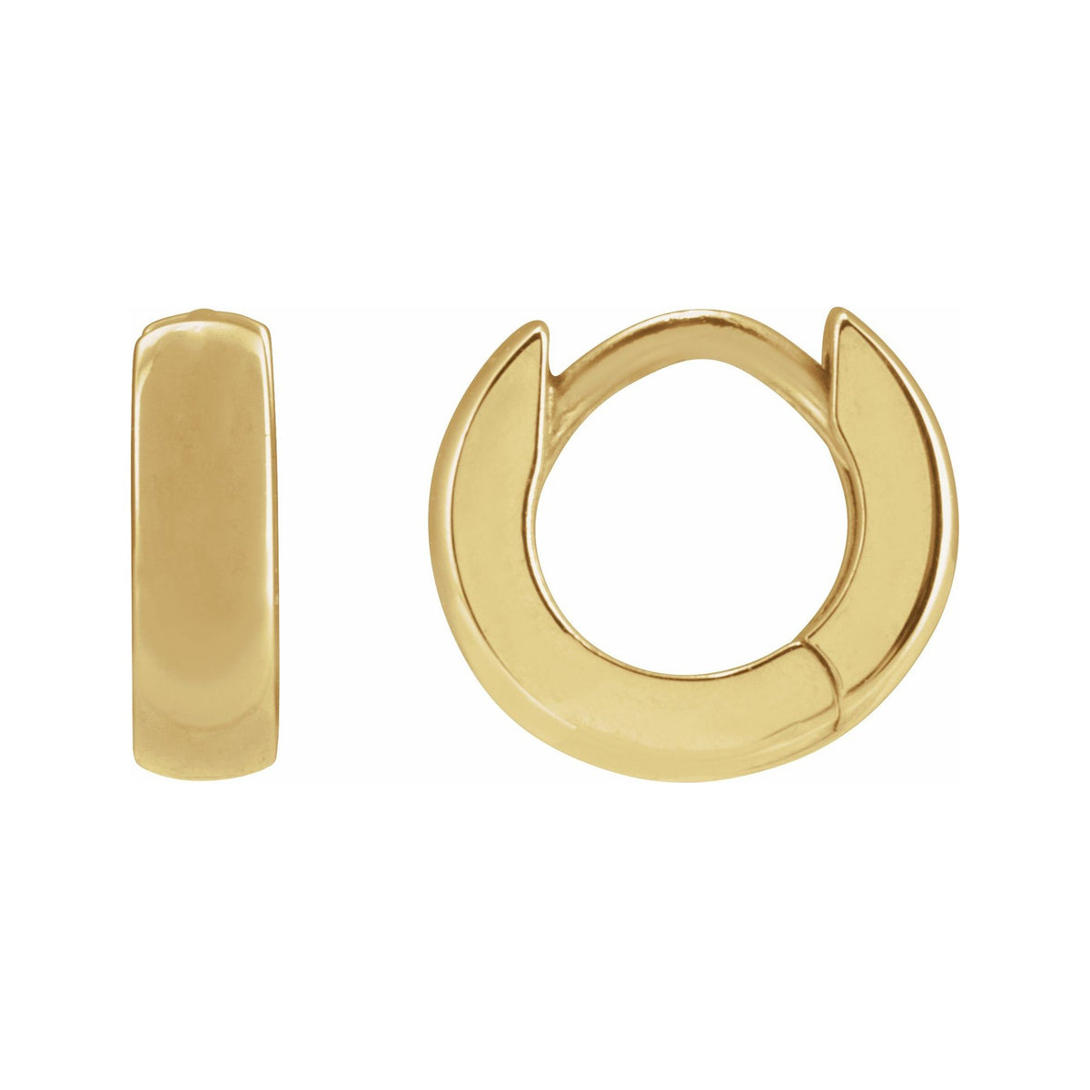 Sapphire Row Gold Hinged Hoop Earrings - 10K Yellow Gold, 8 mm