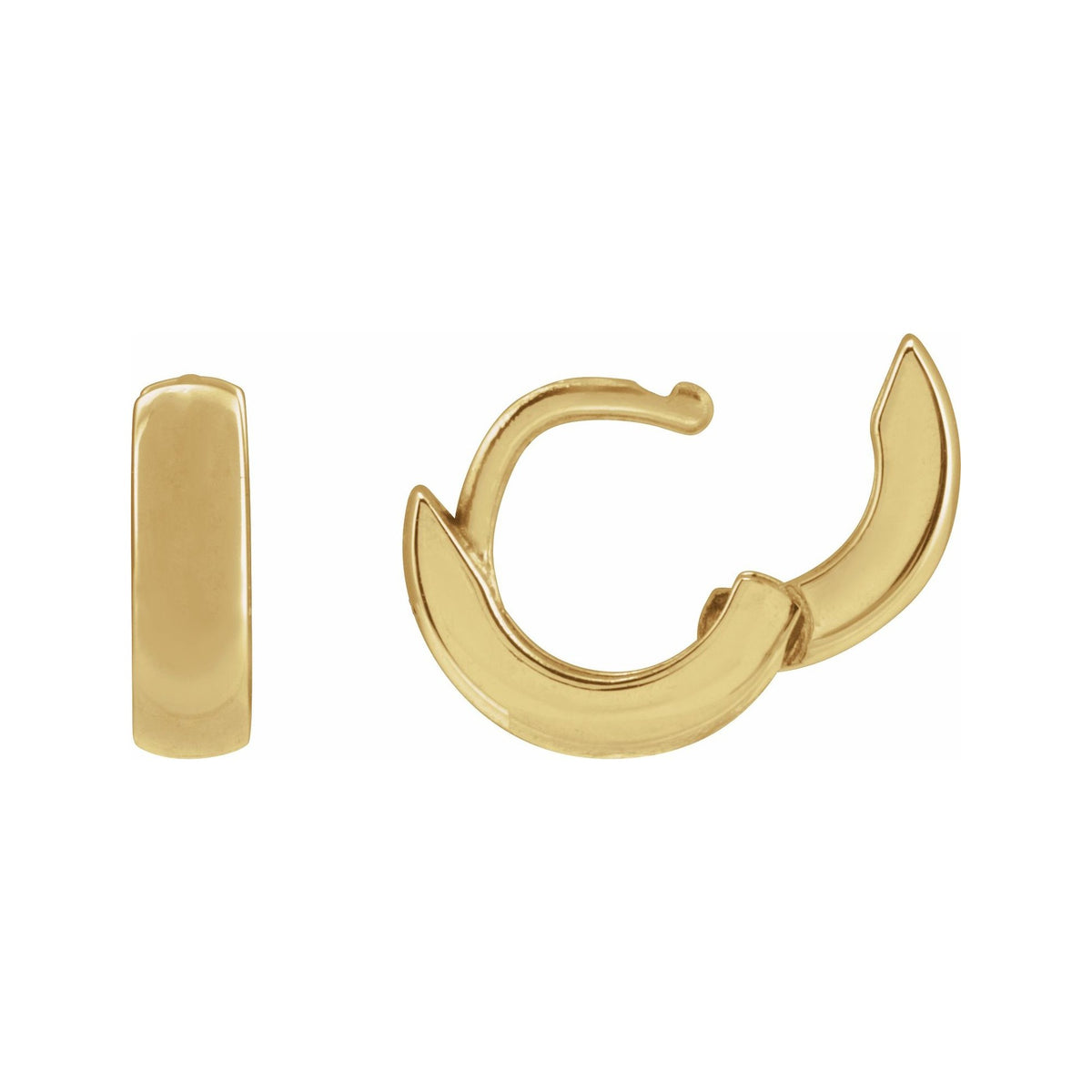 Sapphire Row Gold Hinged Hoop Earrings - 10K Yellow Gold, 8 mm (view 3)