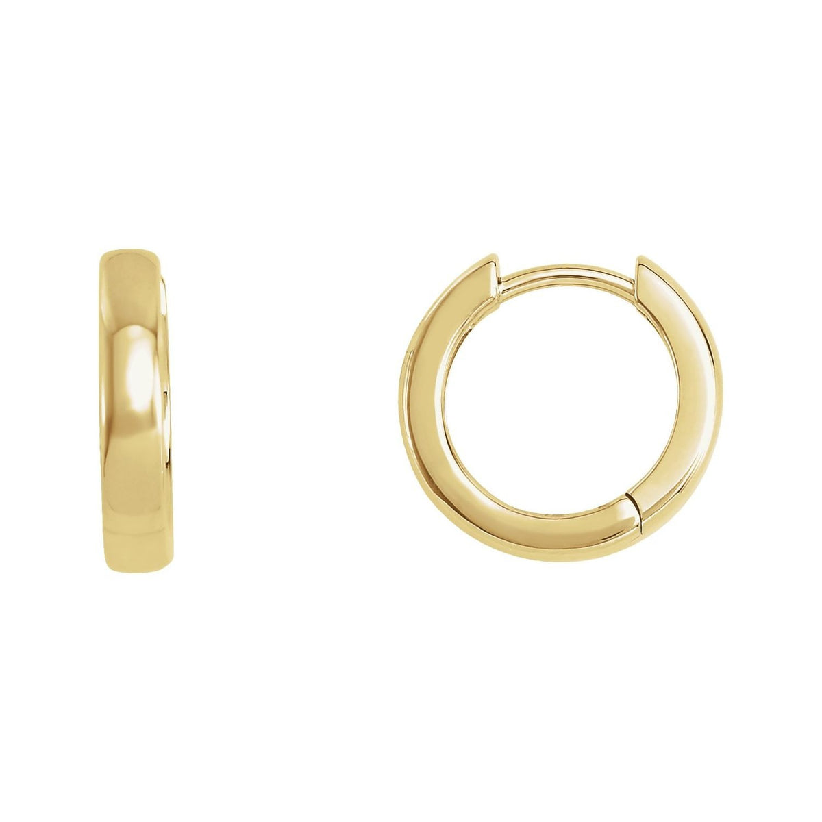 Sapphire Row Gold Hinged Hoop Earrings - 14K Yellow Gold, 14 mm