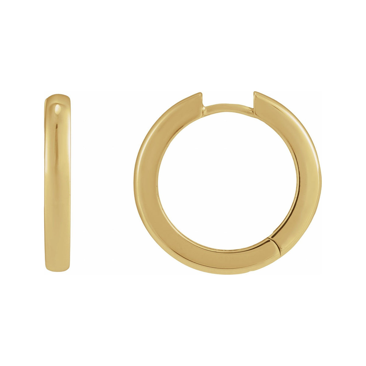 Sapphire Row Gold Hinged Hoop Earrings - 14K Yellow Gold, 20 mm