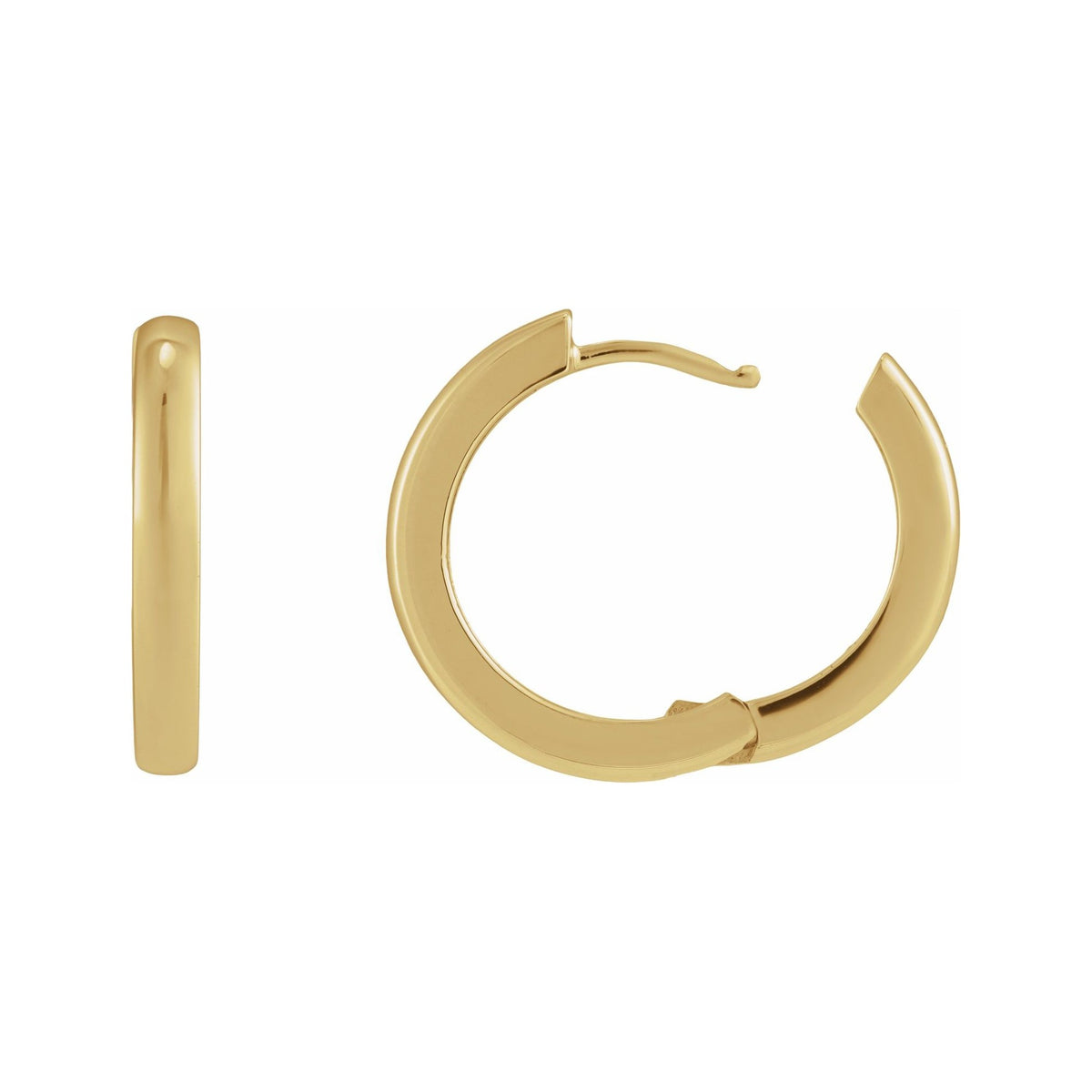 Sapphire Row Gold Hinged Hoop Earrings - 14K Yellow Gold, 20 mm (view 3)
