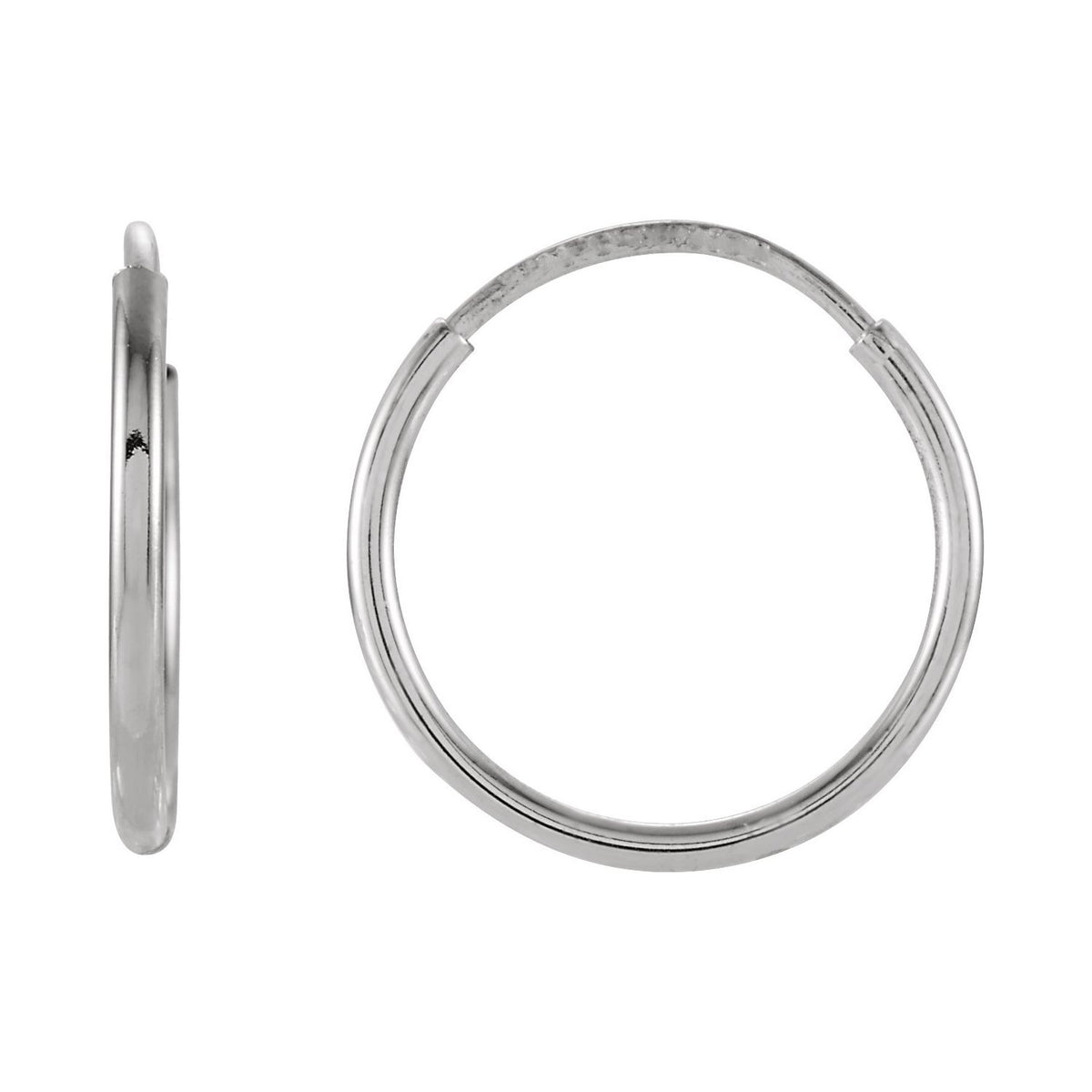 Sapphire Row Gold Endless Tube Hoop Earrings - 14K White Gold, 12 mm