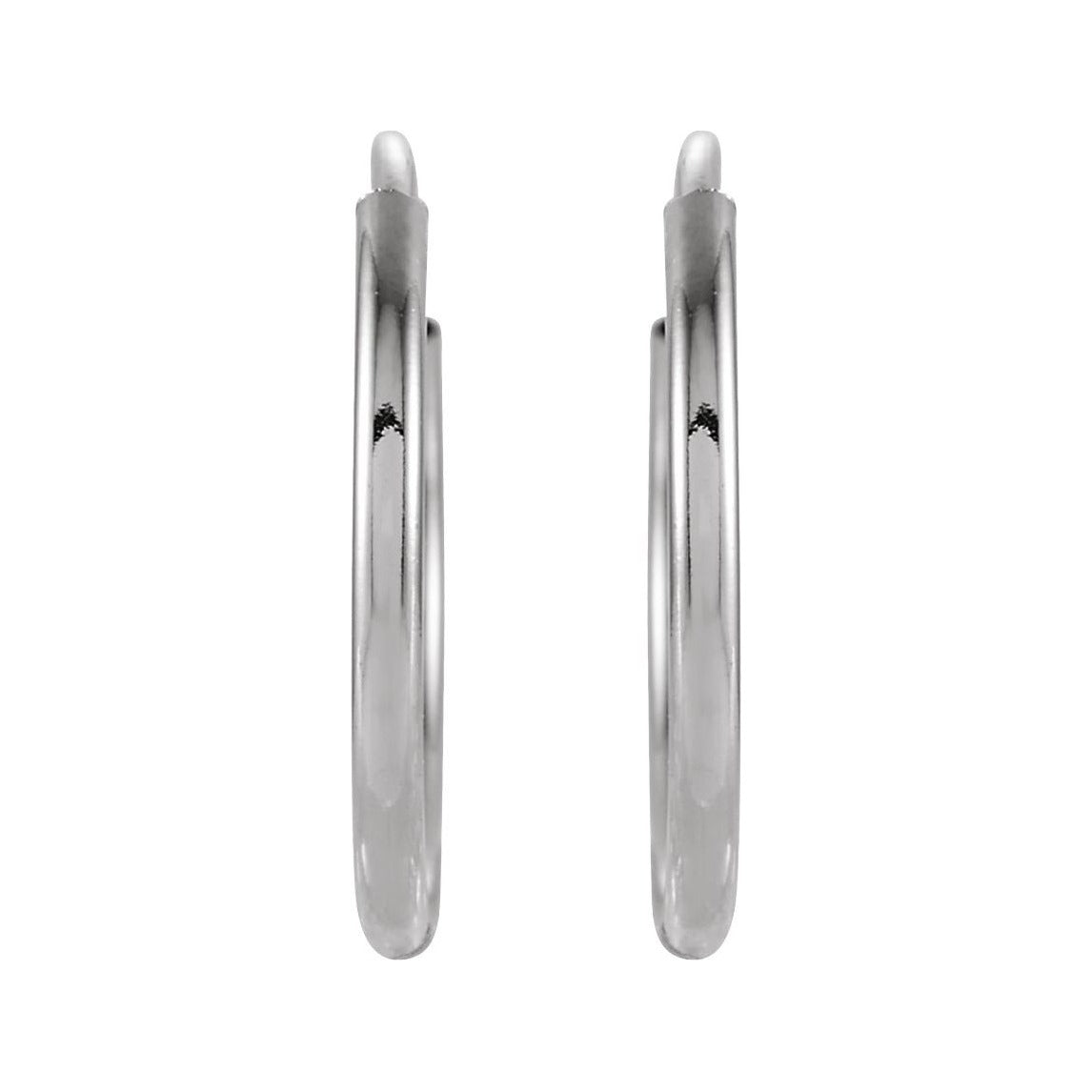 Sapphire Row Gold Endless Tube Hoop Earrings - 14K White Gold, 12 mm (view 2)