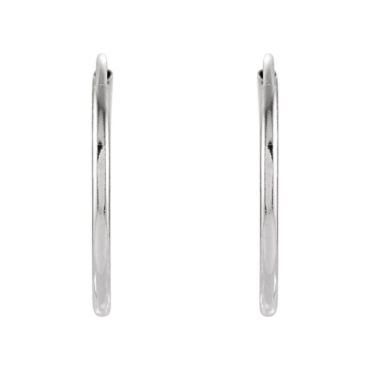Sapphire Row Gold Endless Tube Hoop Earrings - 14K White Gold, 15 mm (view 2)