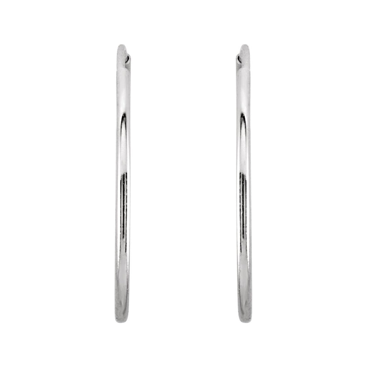 Sapphire Row Gold Endless Tube Hoop Earrings - 14K White Gold, 20 mm (view 2)