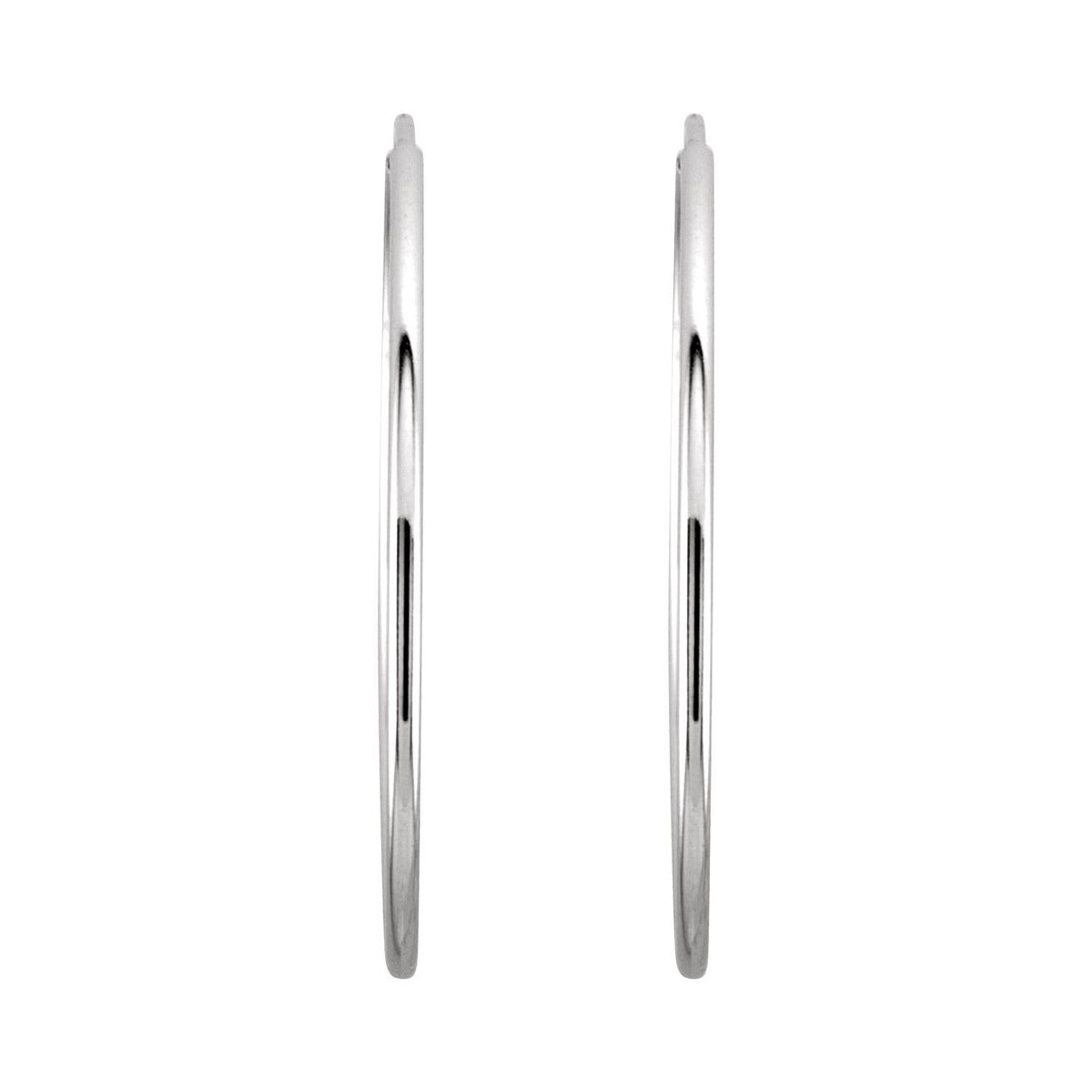 Sapphire Row Gold Endless Tube Hoop Earrings - 14K White Gold, 24 mm (view 2)