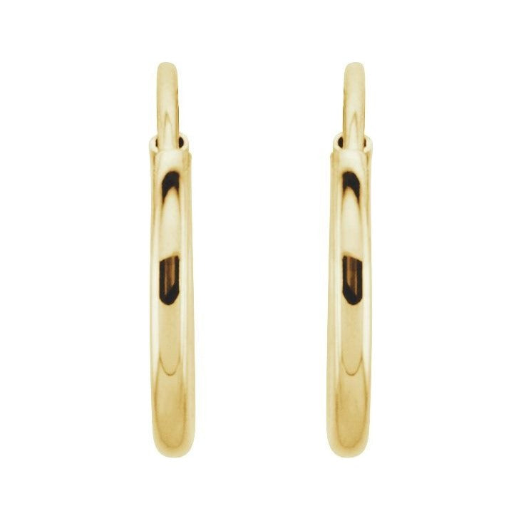 Sapphire Row Gold Endless Tube Hoop Earrings - 14K Yellow Gold, 10 mm