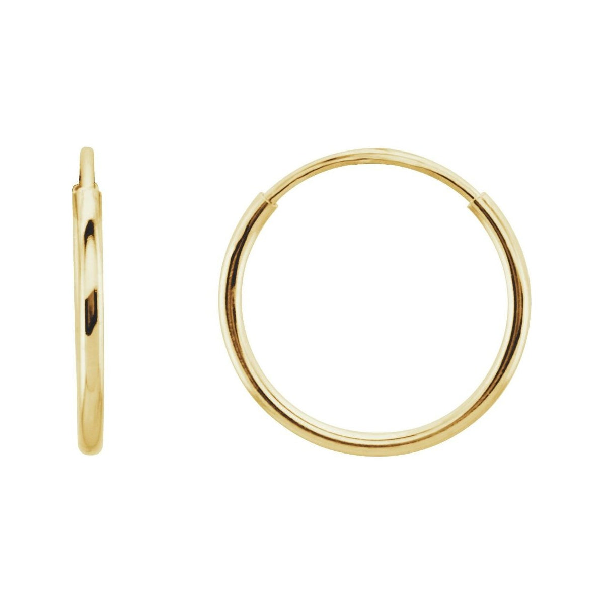 Sapphire Row Gold Endless Tube Hoop Earrings - 14K Yellow Gold, 12 mm