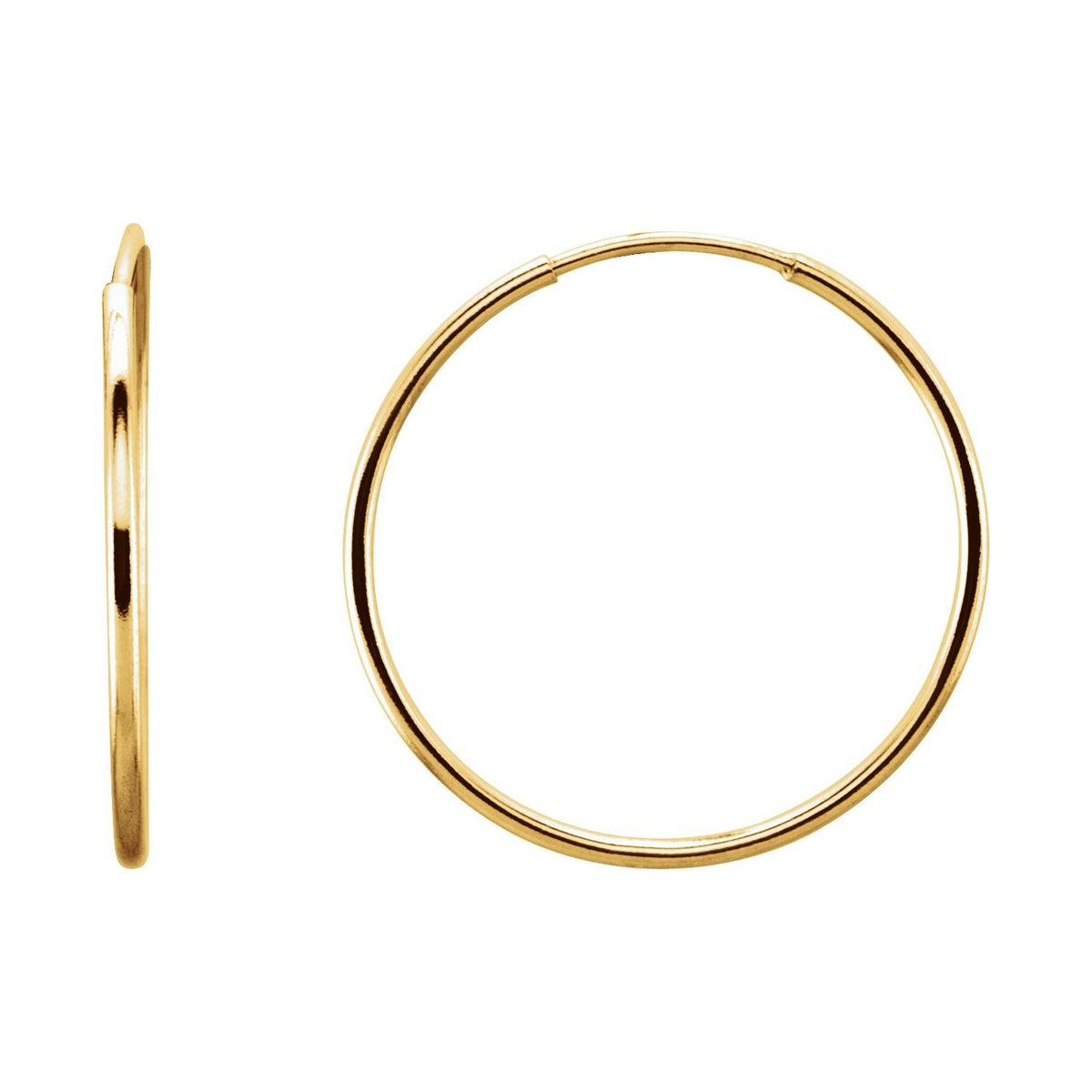 Sapphire Row Gold Endless Tube Hoop Earrings - 14K Yellow Gold, 20 mm