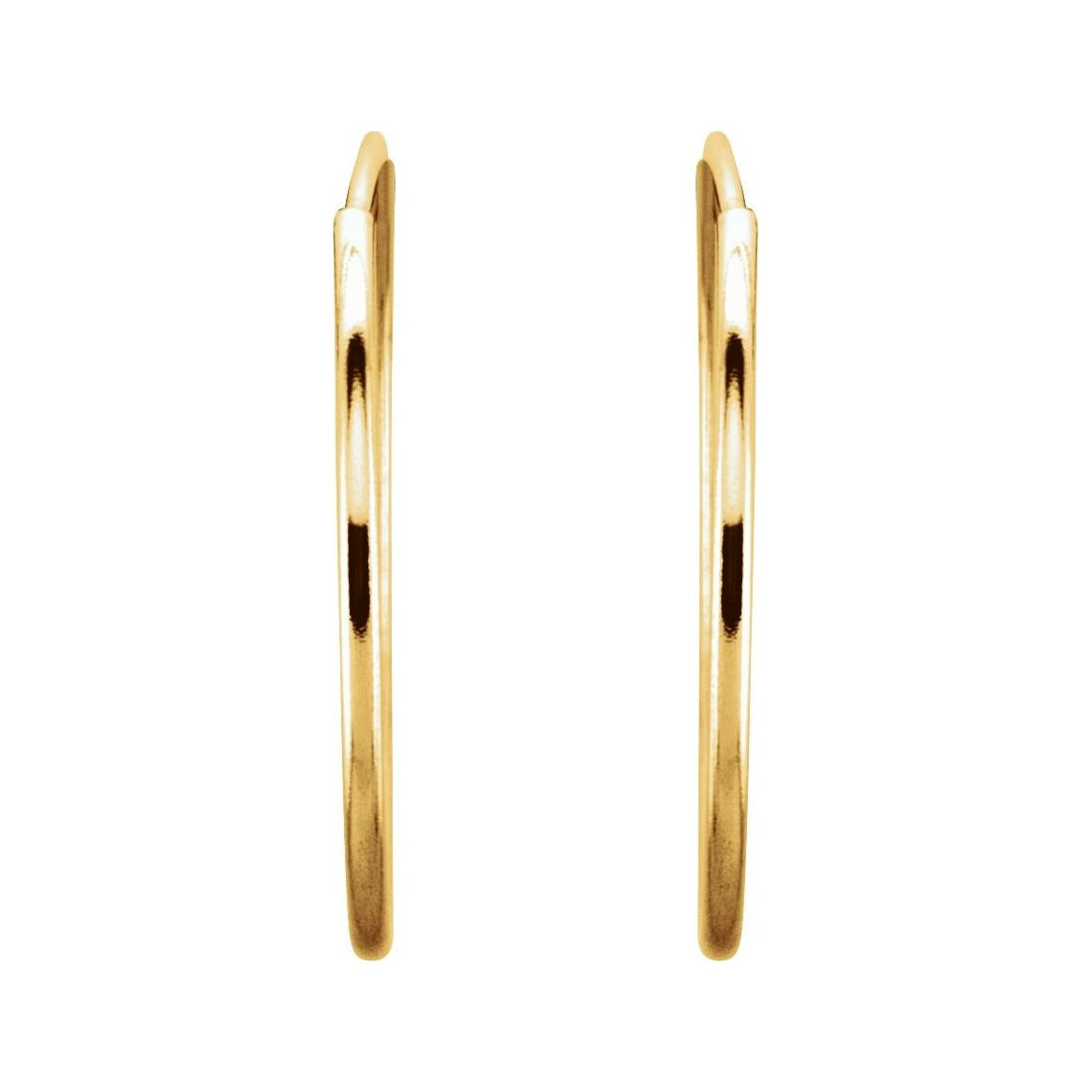 Sapphire Row Gold Endless Tube Hoop Earrings - 14K Yellow Gold, 20 mm (view 2)