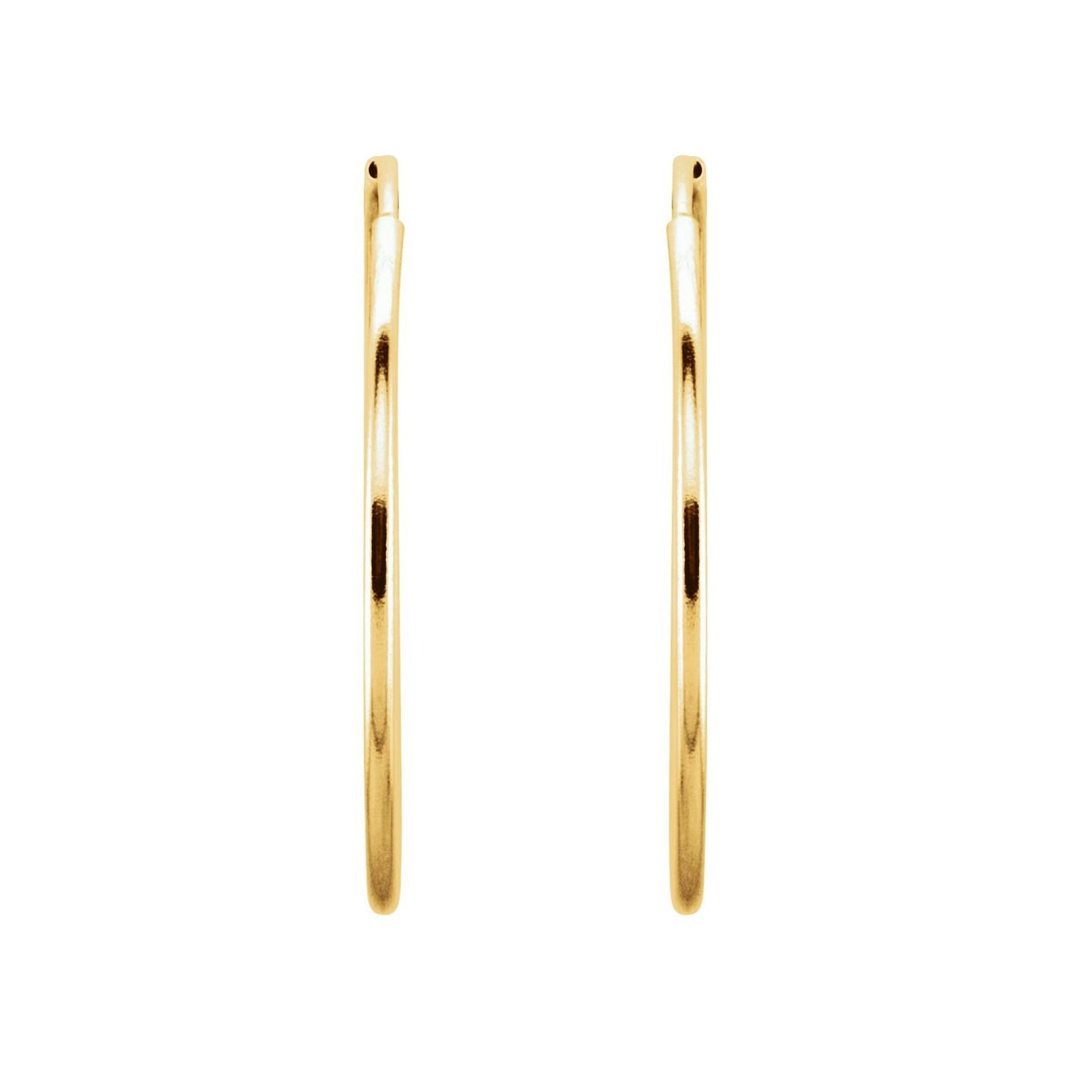 Sapphire Row Gold Endless Tube Hoop Earrings - 14K Yellow Gold, 24 mm (view 2)