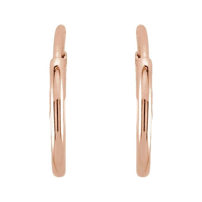 Sapphire Row Gold Endless Tube Hoop Earrings - 14K Rose Gold, 10 mm (view 2)