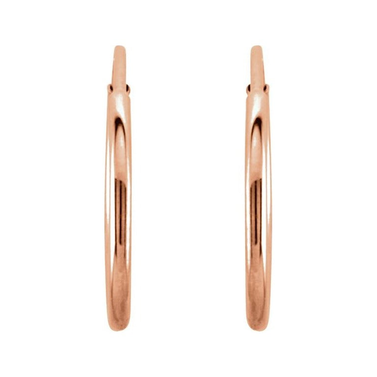 Sapphire Row Gold Endless Tube Hoop Earrings - 14K Rose Gold, 12 mm (view 2)