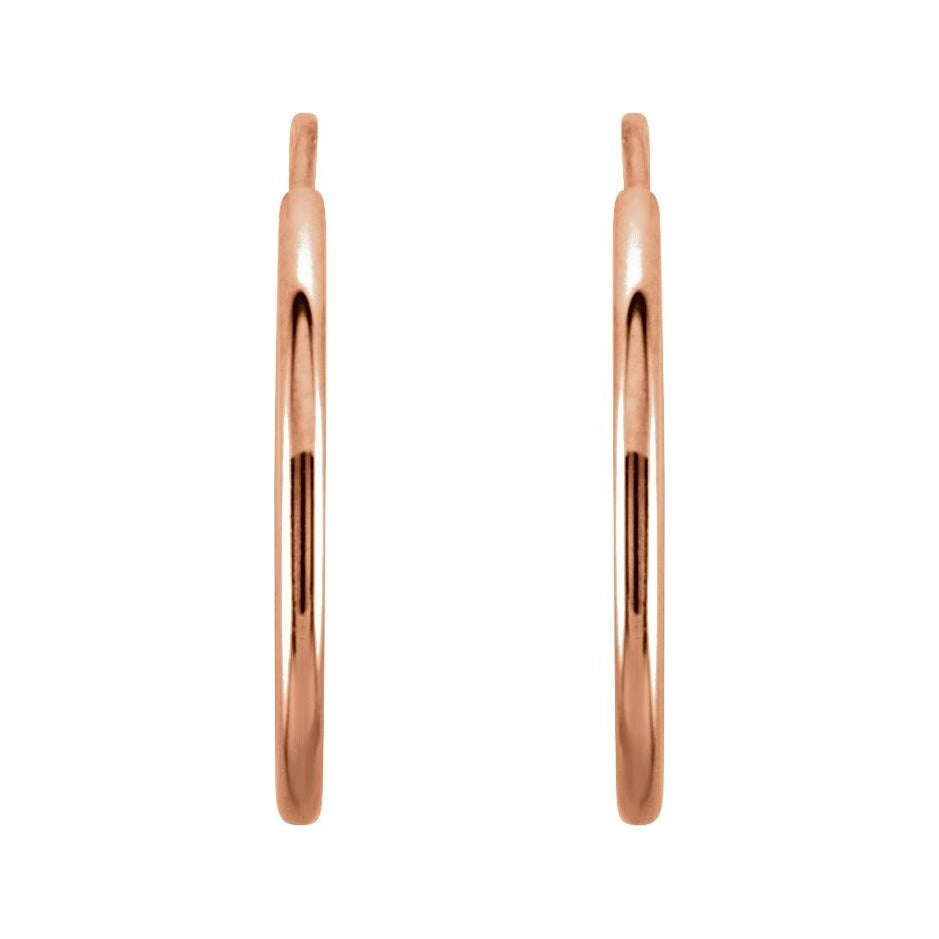 Sapphire Row Gold Endless Tube Hoop Earrings - 14K Rose Gold, 15 mm (view 2)
