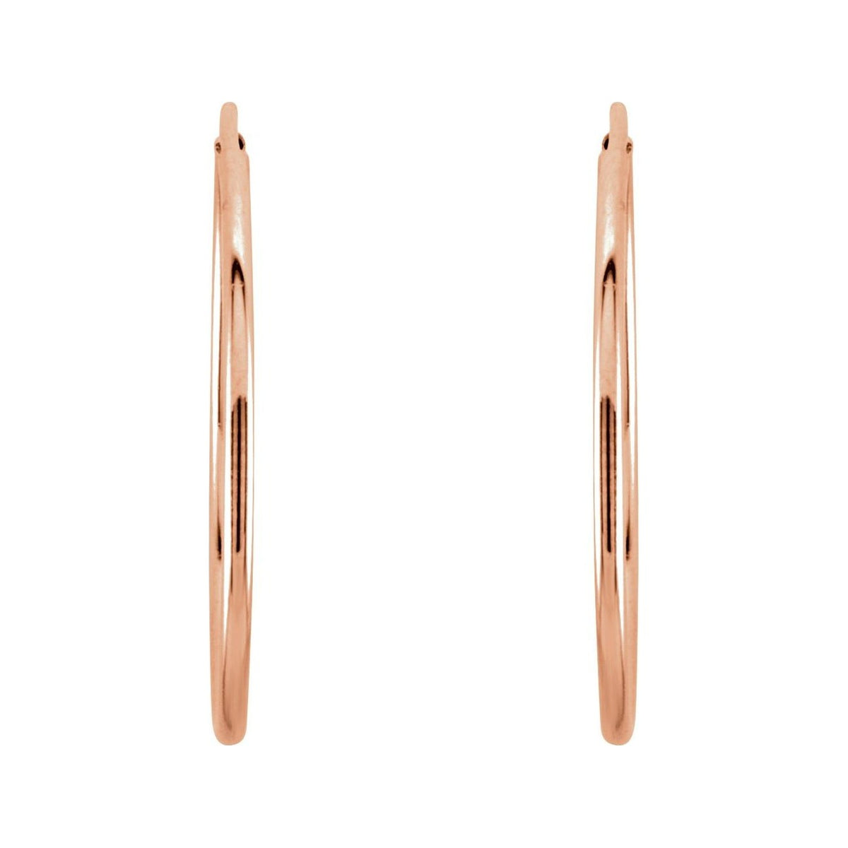 Sapphire Row Gold Endless Tube Hoop Earrings - 14K Rose Gold, 20 mm (view 2)