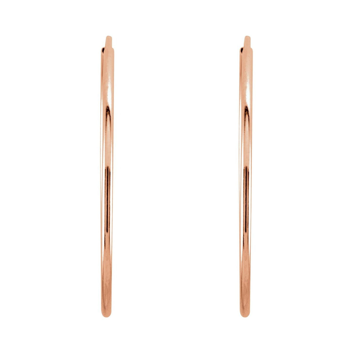 Sapphire Row Gold Endless Tube Hoop Earrings - 14K Rose Gold, 24 mm (view 2)