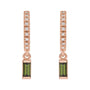 Sapphire Row Natural Gemstone Baguette Dangle Hoop Earrings - Green Tourmaline, 14K Rose Gold (view 2)