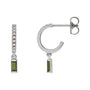 Sapphire Row Natural Gemstone Baguette Dangle Hoop Earrings - Green Tourmaline, 14K White Gold