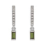 Sapphire Row Natural Gemstone Baguette Dangle Hoop Earrings - Green Tourmaline, 14K White Gold (view 2)