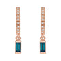 Sapphire Row Natural Gemstone Baguette Dangle Hoop Earrings - London Blue Topaz, 14K Rose Gold (view 2)