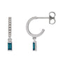 Sapphire Row Natural Gemstone Baguette Dangle Hoop Earrings - London Blue Topaz, Platinum