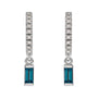 Sapphire Row Natural Gemstone Baguette Dangle Hoop Earrings - London Blue Topaz, Platinum (view 2)