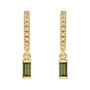 Sapphire Row Natural Gemstone Baguette Dangle Hoop Earrings - Green Tourmaline, 14K Yellow Gold (view 2)