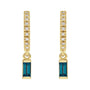 Sapphire Row Natural Gemstone Baguette Dangle Hoop Earrings - London Blue Topaz, 14K Yellow Gold (view 2)