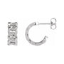 Sapphire Row Gold Chain Link Hoop Earrings - 14K White Gold
