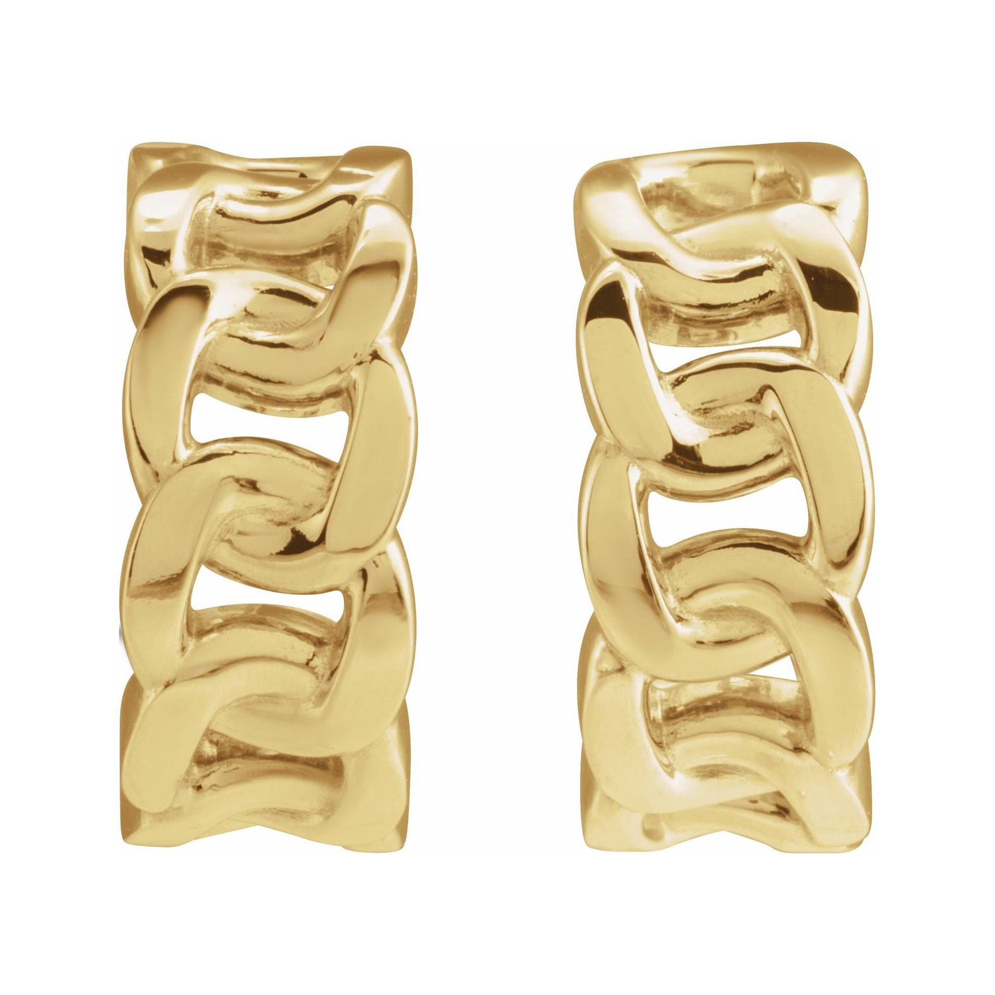 Sapphire Row Gold Chain Link Hoop Earrings - 14K Yellow Gold (view 2)
