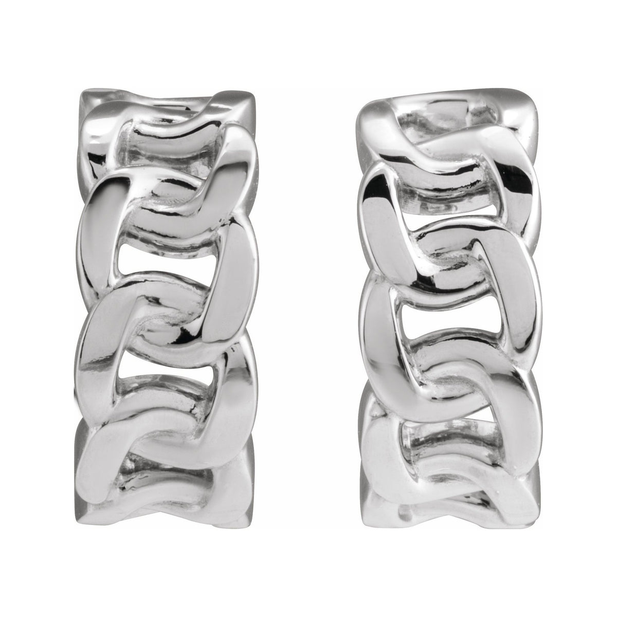 Sapphire Row Gold Chain Link Hoop Earrings - Platinum (view 2)