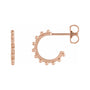 Sapphire Row Gold Bead-Studded Hoop Earrings - 14K Rose Gold