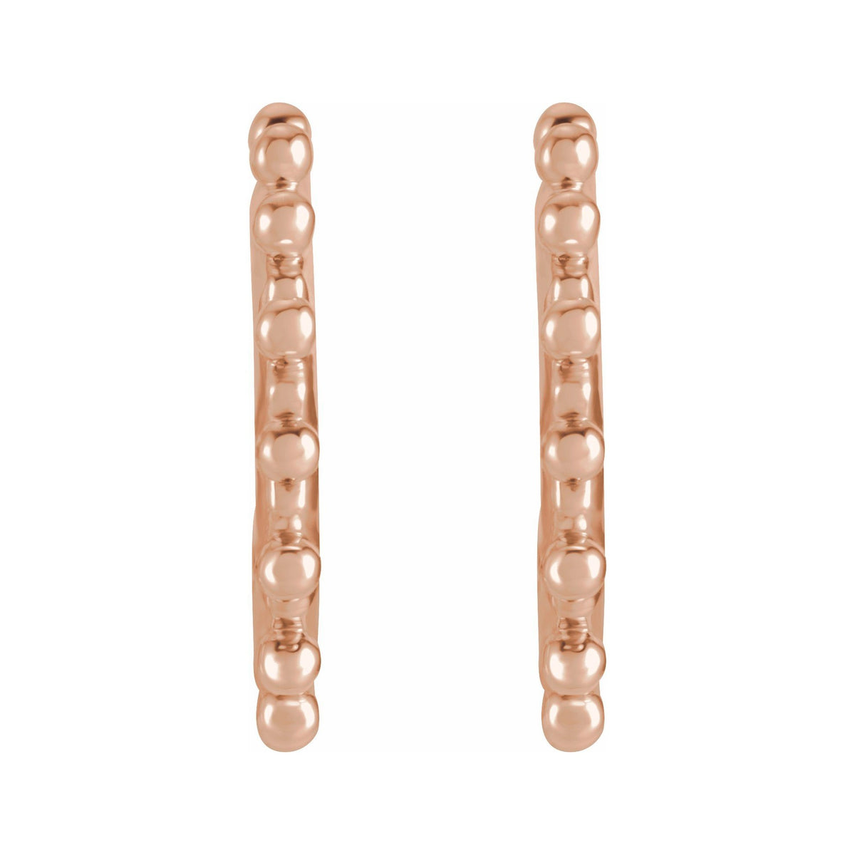 Sapphire Row Gold Bead-Studded Hoop Earrings - 14K Rose Gold (view 2)