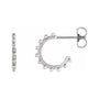 Sapphire Row Gold Bead-Studded Hoop Earrings - Platinum