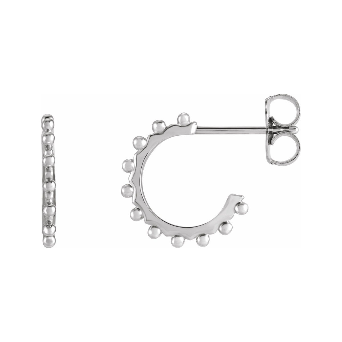 Sapphire Row Gold Bead-Studded Hoop Earrings - Platinum