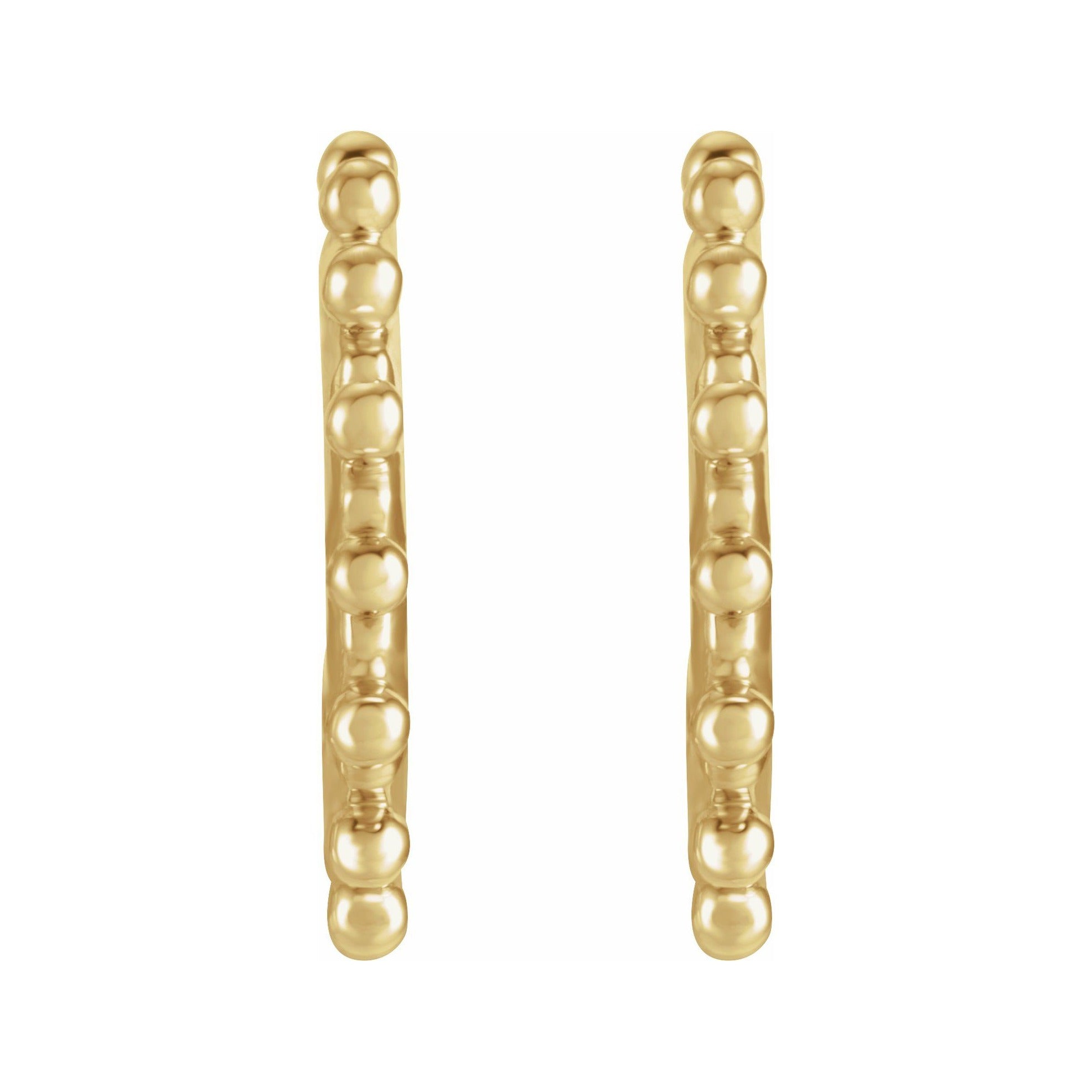 Sapphire Row Gold Bead-Studded Hoop Earrings - 14K Yellow Gold (view 2)