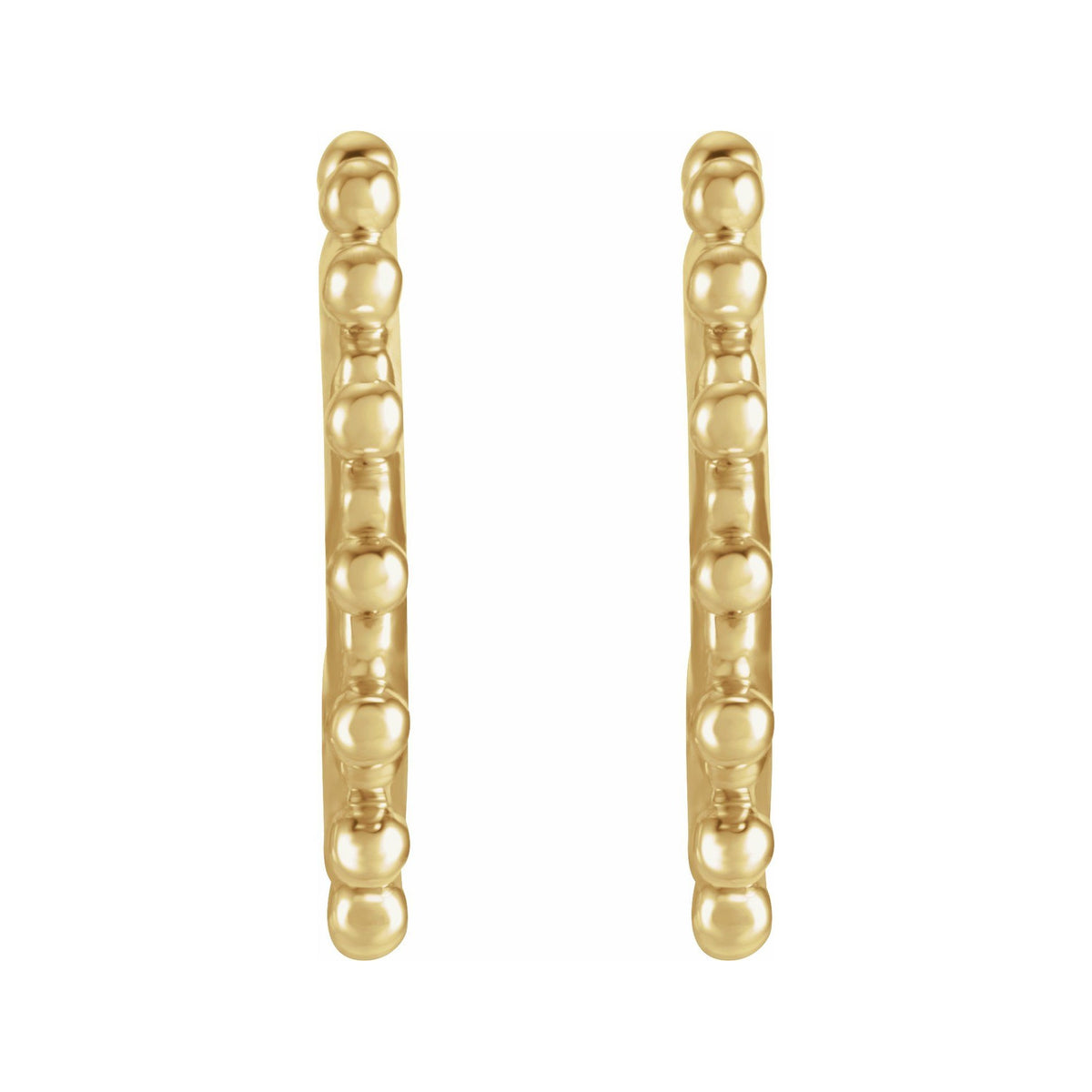 Sapphire Row Gold Bead-Studded Hoop Earrings - 14K Yellow Gold (view 2)