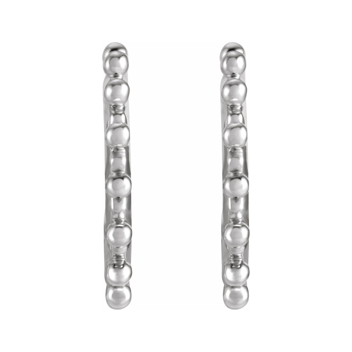 Sapphire Row Gold Bead-Studded Hoop Earrings - 14K White Gold (view 2)