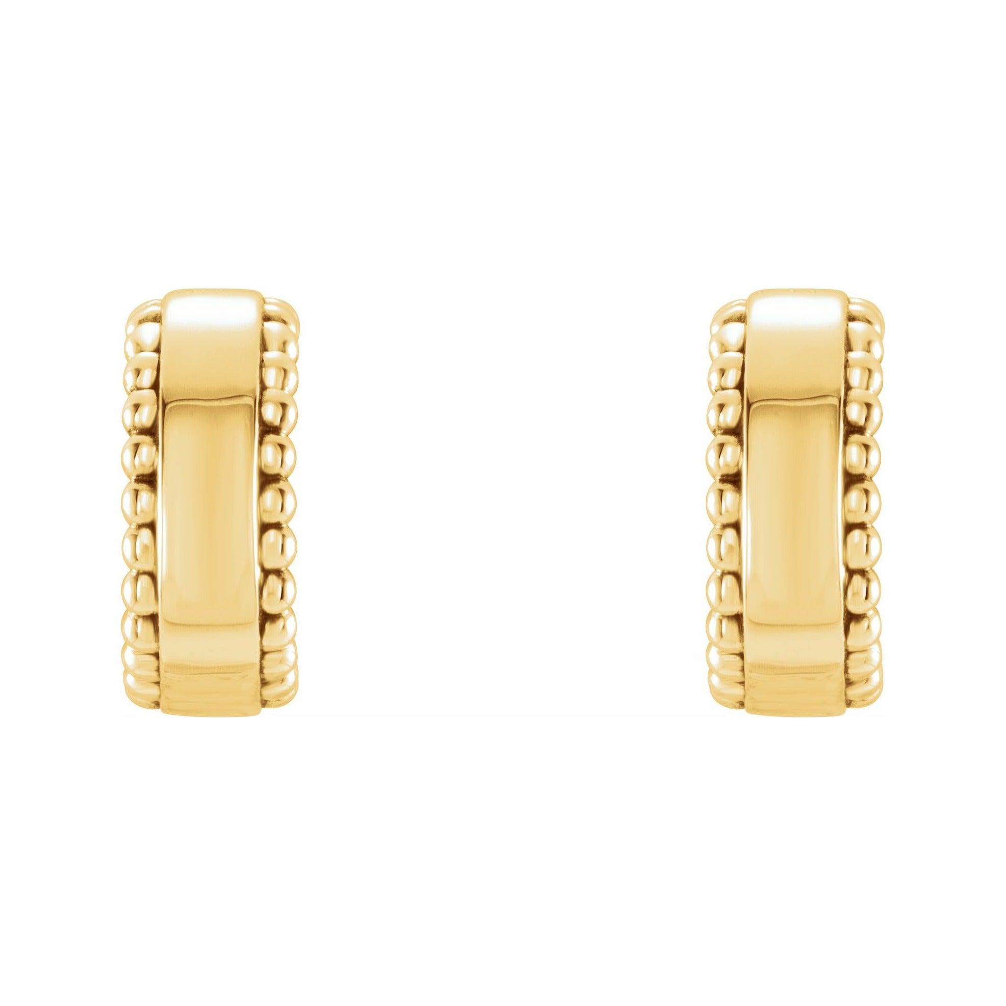 Sapphire Row Gold Granulated Bead Hoop Earrings - 14K Yellow Gold (view 2)