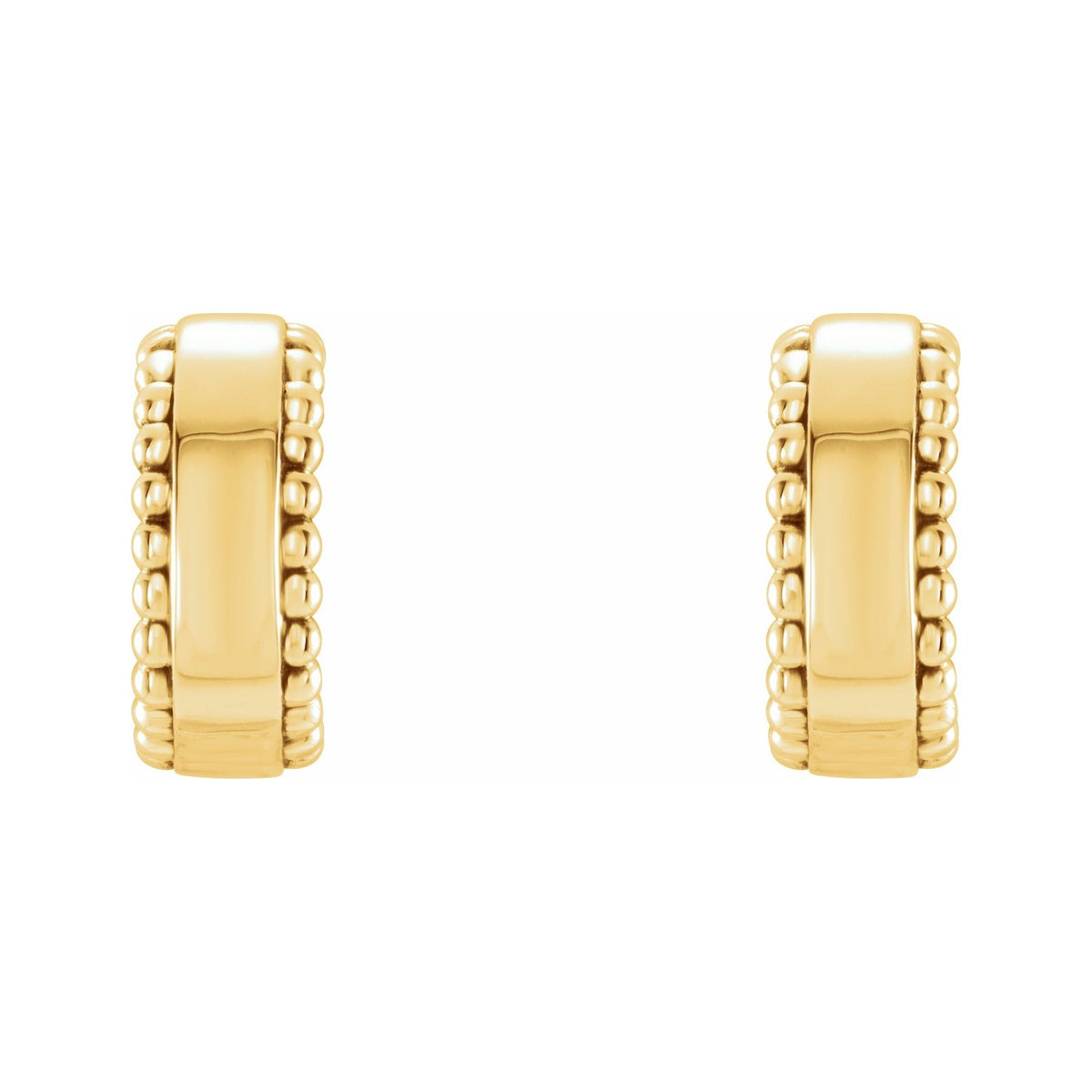 Sapphire Row Gold Granulated Bead Hoop Earrings - 14K Yellow Gold (view 2)