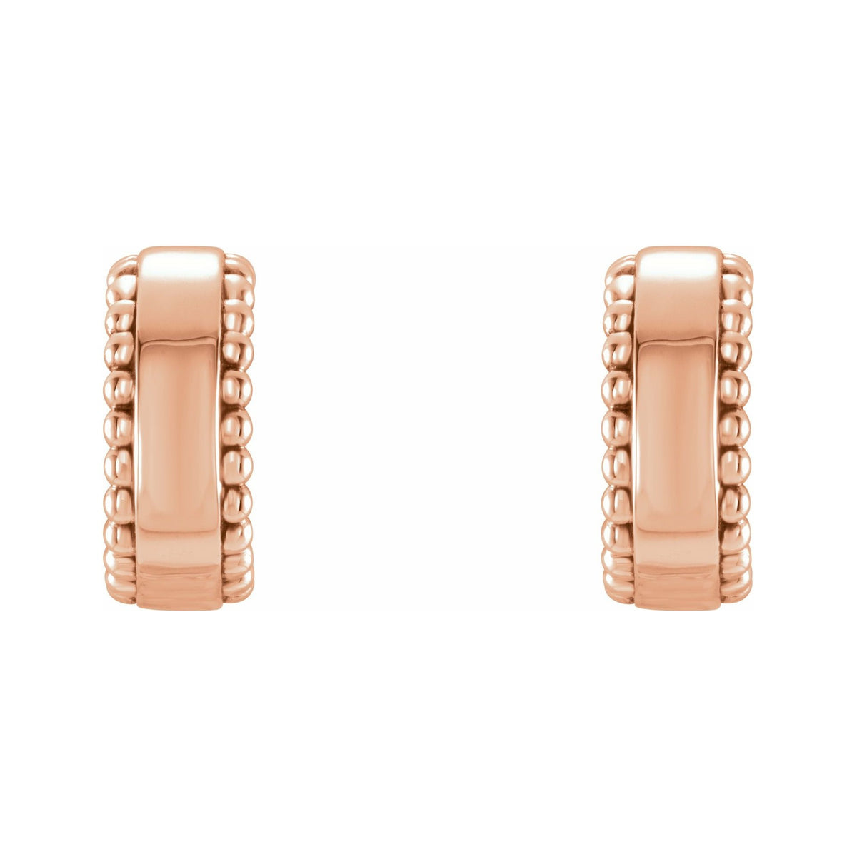 Sapphire Row Gold Granulated Bead Hoop Earrings - 14K Rose Gold (view 2)