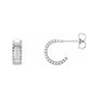 Sapphire Row Gold Granulated Bead Hoop Earrings - 14K White Gold