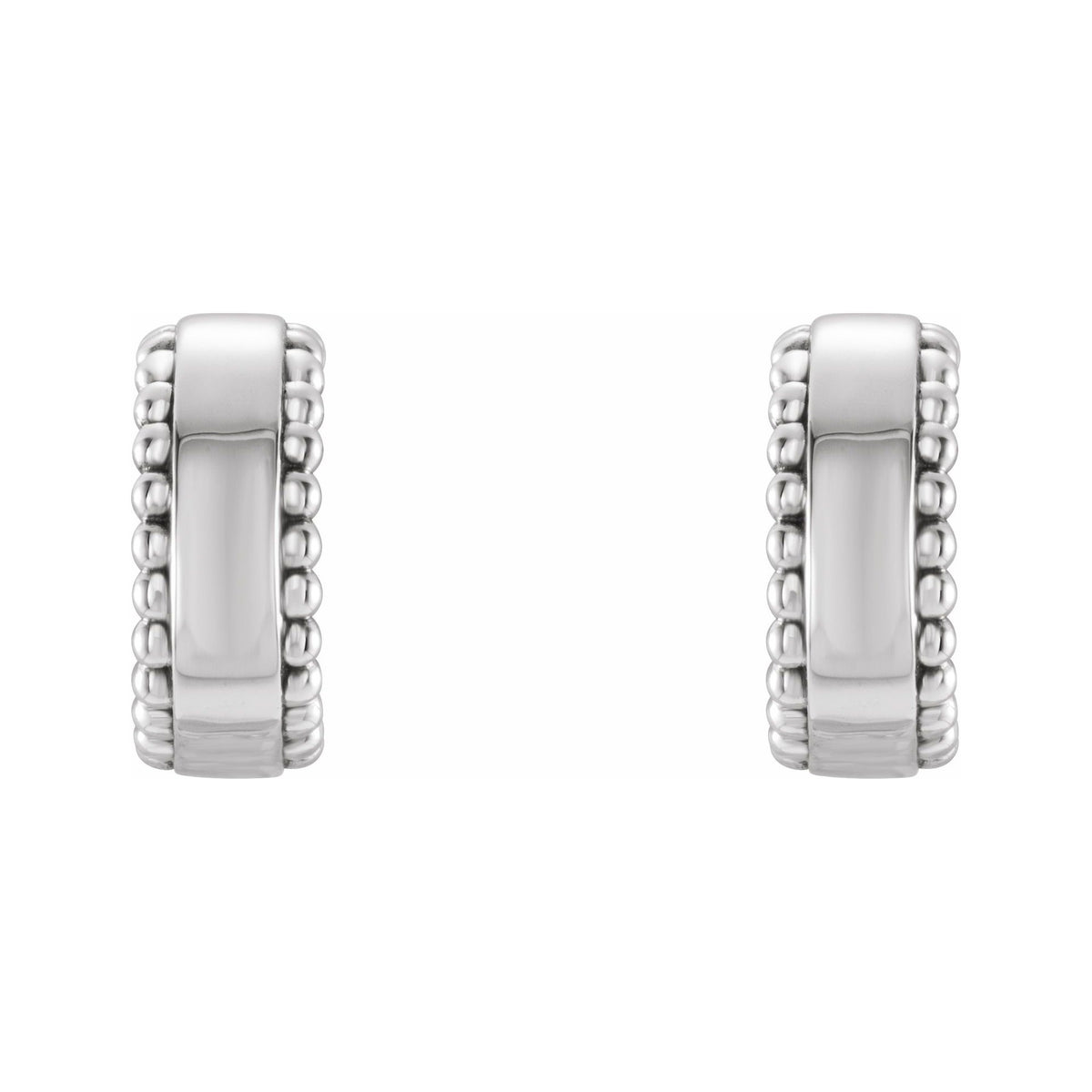 Sapphire Row Gold Granulated Bead Hoop Earrings - 14K White Gold (view 2)