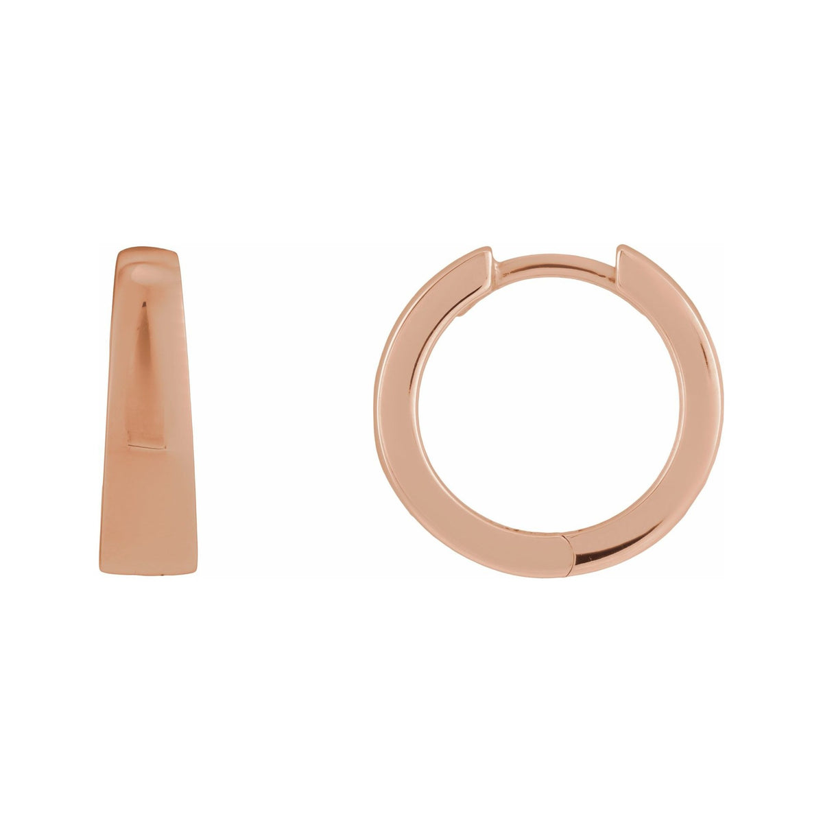 Sapphire Row Gold Tapered Hinged Hoop Earrings - 14K Rose Gold, 15 mm